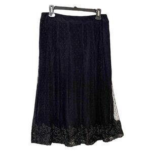 Peggy Jennings Elegant Black Over Lay Lace Skirt - Approximate Size 8